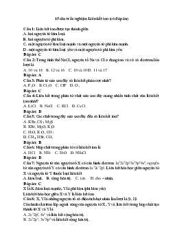 15 câu trắc nghiệm Liên kết ion Cánh diều (có đáp án 2023) CHỌN LỌC