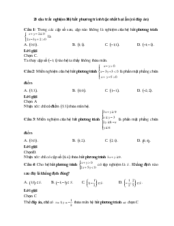 20 câu trắc nghiệm Hệ bất phương trình bậc nhất hai ẩn Kết nối tri thức (có đáp án 2023) CHỌN LỌC