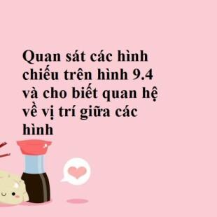 Quan sát các hình chiếu trên hình 9.4 và cho biết quan hệ về vị ...