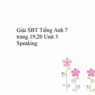 Giải SBT Tiếng Anh 7 trang 19,20 Unit 3 Speaking - Kết nối tri thức