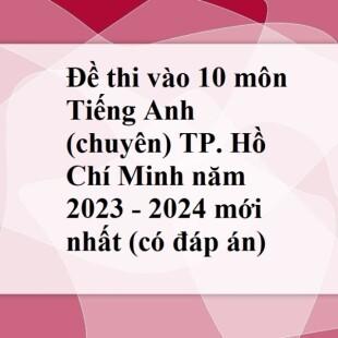 Đề thi vào 10 môn Tiếng Anh (chuyên) TP. Hồ Chí Minh năm 2023 - 2024 mới nhất (có đáp án)