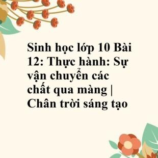 Sinh học 10 Chân trời sáng tạo Bài 12: Thực hành: Sự vận chuyển các chất qua màng