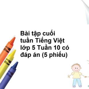 Bài tập cuối tuần Tiếng Việt lớp 5 Tuần 10 có đáp án (5 phiếu)