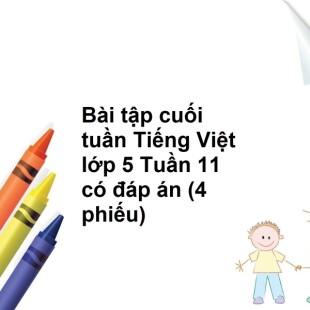 Bài tập cuối tuần Tiếng Việt lớp 5 Tuần 11 có đáp án (4 phiếu)